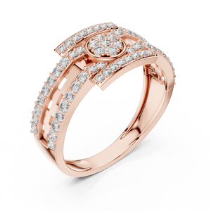 Rose Gold Diamond <b>Ring</b> <b>Open</b> Band Bridal Jewelry for Women Wedding Engagement Daily Wear - Product Image 4