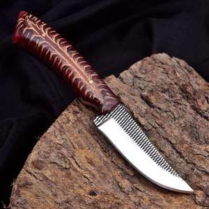 Handmade Western Skinning <b>Knife</b> File Work Blade Pine Cone Red Resin Handle Floral Leather Sheath Hunting <b>EDC</b> Camping Wholesale - Product Image 4