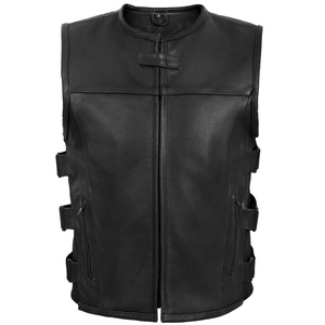 Premium Men's Genuine Leather Motorcycle <b>Biker</b> Vest Custom Black Riding <b>Waistcoat</b> OEM ODM Wholesale Manufacturer Pakistan - Product Image 6