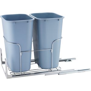 Cestino per Rifiuti a Doppio Scomparto Estraibile con Porta Scorrevole, Capacità di Carico 110 Libbre, Accessori per Mobili da Cucina - Product Image 1