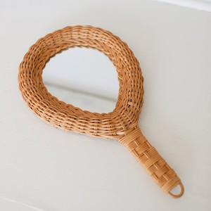 <b>Small</b> size rattan hand <b>mirrors</b> for kid girl accessory top quality handwoven <b>mirror</b> with handle - Product Image 6
