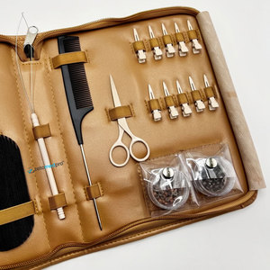 Professional High Quality Hair <b>Extension</b> Tool Kit Durable Stainless Steel Nude Micro <b>Beads</b> Thread Scissor Hair Gripper Pliers - Product Image 5