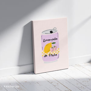 Impression sur toile sur le thème de la cuisine, affiche illustrée de boisson à la limonade aux fraises, décoration murale moderne pour les amateurs de boissons - Product Image 2