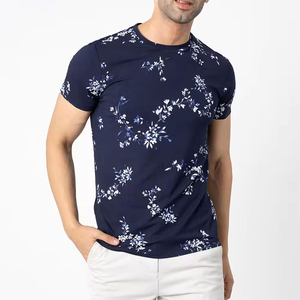 Camiseta Personalizada para Hombre con Estampado Floral, Cuello Redondo, Manga Corta, Corte Ajustado, Informal, de Verano, Venta al Por Mayor - Product Image 5