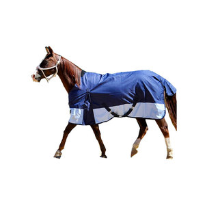 Manta para Caballo de Nailon Azul con Banda Reflectante y Protección Impermeable - Product Image 1