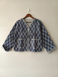 Veste en coton matelassée patchwork, manteau bohème réversible - Product Image 6