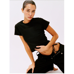 Tops Cortos Populares al por Mayor para Mujer, Blusas de Algodón Lisas, Camisetas Cortas para Gimnasio y Deporte - Product Image 1