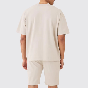 Camiseta de manga corta extragrande con estampado en el pecho para hombre, color verde menta, pantalones cortos a juego, conjunto de 2 piezas, conjunto deportivo para gimnasio y entrenamiento - Product Image 3