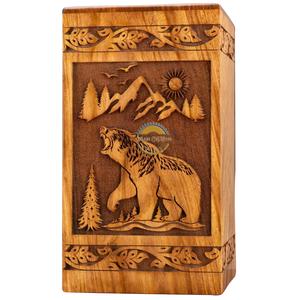 Urna Funeraria de Resina y Madera Natural Inspirada en el Océano, Caja para Cenizas con Diseño de Ola Azul Hecha a Mano por AYAANS - Product Image 1