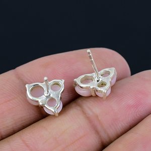 Personalized Hand Crafted 100% Natural Pink <b>Opal</b> Gemstone Stylish Fancy Stud <b>Earrings</b> for Woman Girls Handmade Jewelry for Her - Product Image 5