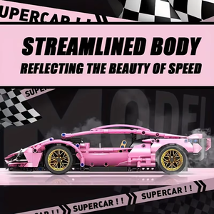 8600A 50 pièces Voiture de course supercar rose Modèle de blocs de construction DIY en plastique ABS Échelle 1:12 Cadeaux unisexes pour Halloween, Noël, anniversaire - Product Image 2