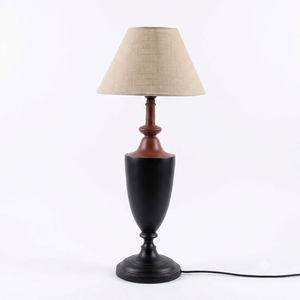 Lampe de table moderne en bois KS International, impression numérique, abat-jour en tissu 1 couleur, faite à la main, cadeau d'anniversaire pour hôtel, chambre à coucher, salon - Product Image 3