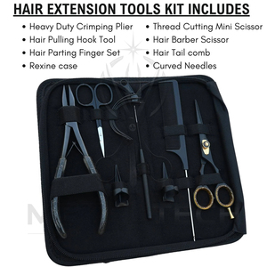 Good Supplier OEM ODM Service Best Seller Wholesale Rate Heavy-Duty Stainless Steel Matte Black Hair Extension Stylist <b>Tool</b> Kit - Product Image 2