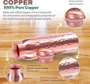100% Pure Copper <b>Water</b> Bottle Ayurvedic Copper Bottle for Drinking <b>Water</b> 34 oz Handmade Office & Daily Hydration - Product Image 3
