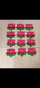 Exquisitos Parches de Apliques de Loto Rosa Bordados a Mano, Artesanía Floral India Tradicional para Moda Étnica - Product Image 2