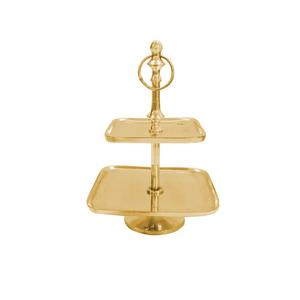 Support à gâteau en métal à 2 niveaux de qualité supérieure avec plateau de présentation rose gold pour mariage, anniversaire ou fête - Product Image 2