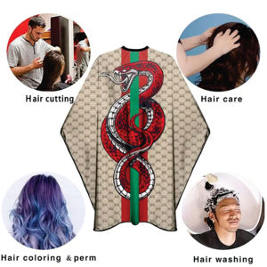 Capa de Peluquería con Estampado de Serpiente Roja, de Seda y Poliéster, Resistente al Agua, Antiestática, Cintura Ajustable, 140cm X 160cm - Product Image 4