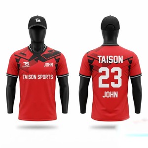 Premium 160 GSM Polyester Interlock <b>Table</b> <b>Tennis</b> Jersey Red Black Panel Custom Sublimation Logo - Product Image 1