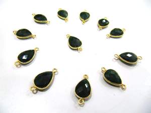 Conectores de Briolette en Forma de Esmeralda 10x14mm, Dijes de Bisel de Doble Aro - Product Image 2
