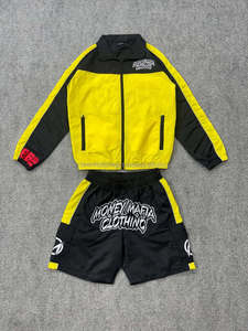 Ensemble de survêtement décontracté pour homme Money Mafia, imperméable, couleur unie, veste zippée à manches longues, short à cordon de serrage, respirant - Product Image 2