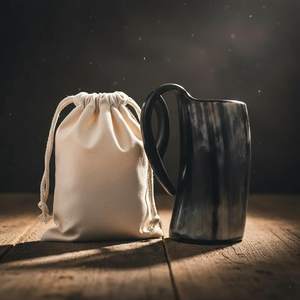 Ensemble de 2 cornes à boire vikings médiévales en corne de buffle pour bière - Product Image 1