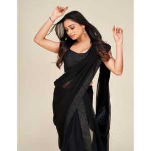 Beautiful Sequence Border Work Saree for Parties <b>Club</b> <b>Dresses</b> for Stylish Look - Product Image 4