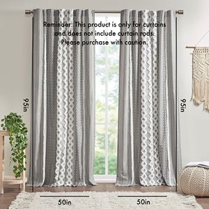Pannello di tenda stampato a righe in ciniglia di cotone con fodera elegante mantovana per la decorazione della casa - Product Image 3