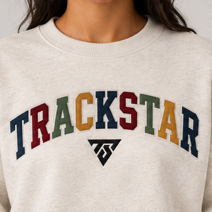 Women's Oatmeal Heather Multicolor Varsity Letter <b>Crewneck</b> Sweatshirt Oversized Long Sleeve Custom Logo Pullover Wholesale - Product Image 5