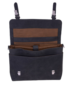 Sac messager classique en toile noire avec sangle réglable et fermeture à boucle pour usage professionnel - Product Image 4