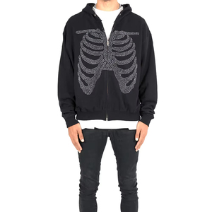 Sudadera con capucha y cremallera completa, estilo baggy, de marca privada, personalizada, de algodón y forro polar, talla grande, MOQ bajo - Product Image 1