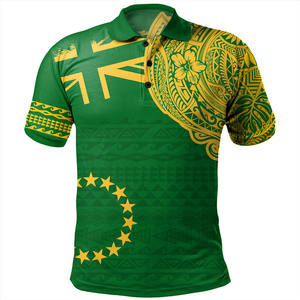 Camisa Polo Floral Polinesia Verde para Hombre, Manga Corta, 100% Poliéster, Corte Regular, Diseño Casual con Estampado - Product Image 1