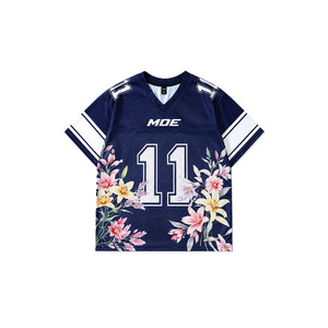 Maillot de football américain unisexe personnalisé à imprimé floral multicolore, col en V, épaules tombantes, maille respirante, streetwear, sublimation personnalisée, ODM - Product Image 4