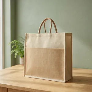 Bolsa de Yute Ecológica de Alta Demanda, 14x12x5, Bolsa de Compras Tejida Natural con Asas Resistentes para Compras Diarias - Product Image 1