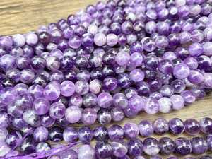 ลูกปัดหินอเมทิสต์ธรรมชาติทรงกลม สีม่วง ขนาด 4 มม. 6 มม. 8 มม. 10 มม. ความยาว 15 นิ้ว สำหรับทำเครื่องประดับ DIY - Product Image 3