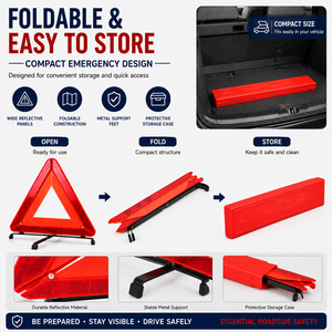 Triángulo de Advertencia Reflectante Plegable de Alta Resistencia, Señal de Tráfico con Base Ancha, Señal de Seguridad de Emergencia para Carreteras, ECE R27 - Product Image 5