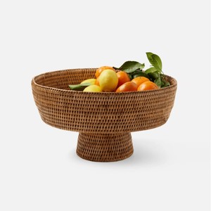 Bol décoratif en rotin écologique sur piétement, grand bol de service tressé, corbeille à fruits sur pied pour cuisine et salle à manger, vente en gros - Product Image 3