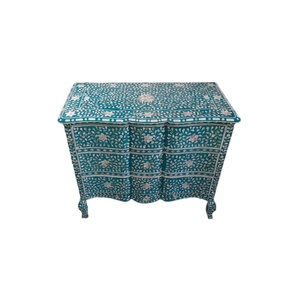 Coffre moderne de qualité supérieure en panneaux de particules, fabriqué à la main avec un design d'incrustation florale, décoration pour salon et maison - Product Image 2