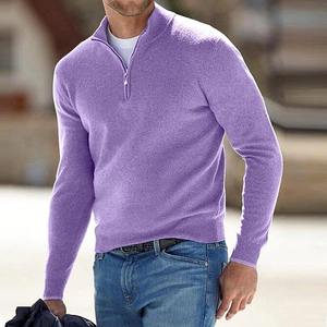 <b>Men's</b> 1/4 Zip <b>Sweater</b> Long Sleeve Solid Color Crew Neck Anti-Pilling Cotton Knit Cardigan Winter Casual Wear - Product Image 6