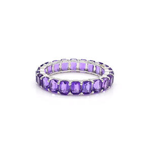 Bague d'éternité complète en améthyste violette 5,23 CT, or blanc 14 carats, empilable, bijoux fins pour femme, cadeau d'anniversaire pour elle - Product Image 4