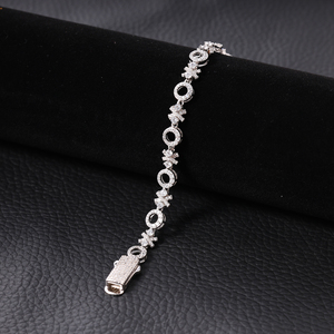 925 <b>Silver</b> Lab-Grown Certified Diamond Circle <b>Cross</b> <b>Bracelet</b> Lightweight Luxury Link Chain Religious Jewelry Gift for Women - Product Image 2