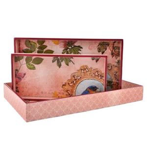 Modern Rectangular Enamel Printed Wood Handmade Serving Tray Customizable High Quality Multi-piece Package Wholesale Price India - Product Image 1