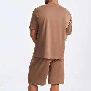 Conjunto de 2 Piezas de Ropa para Hombre, Camiseta de Manga Corta y Pantalones Cortos de Tela de Rizo, con Logotipo Personalizado, Estilo Casual, Precio al por Mayor, Trajes de Verano - Product Image 3