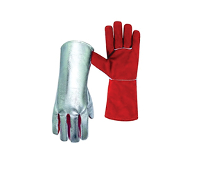 Gants de soudage en cuir de vachette avec doublure en Kevlar, résistants aux éclaboussures de métal fondu, type A, manchette rouge et verte, taille XL - Product Image 3