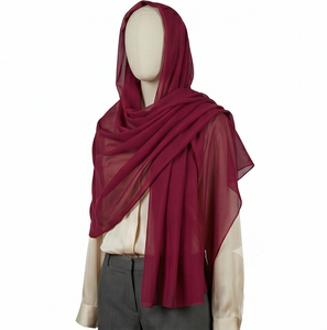 Women <b>Burgundy</b> Polyester Viscose <b>Scarf</b> Solid Color Long Lightweight Durable All Seasons Daily Wear Fashion Wrap Ethnic Shawl - Product Image 1