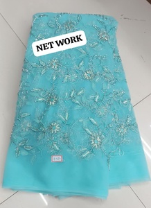 Premium Net Embroidery <b>Fabric</b> With Heavy Beads Work 55 GSM 44 Inch Width Designer Ethnic Material For Boutique Party Wear - Product Image 2