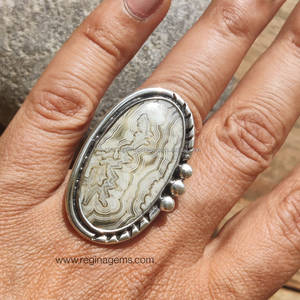 Anillo de Plata de Ley 925, anillo de declaración, joyería de ágata, joyería hecha a mano, regalo del Día de San Valentín para ella - Product Image 5
