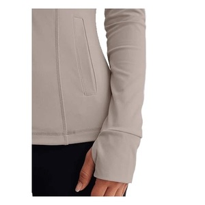 Women Full Sleeve Zipper <b>Yoga</b> <b>Jacket</b> Stand Neck Color Breathable Activewear Top Set Light Grey New <b>Yoga</b> <b>Jacket</b> - Product Image 2