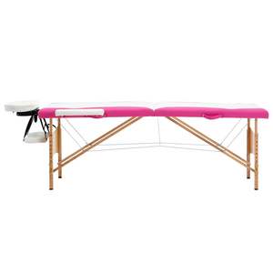 Table de massage pliable 2 zones blanche et rose, construction en bois - Product Image 2