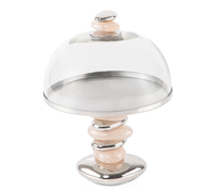 Plateau à gâteau en argent de qualité supérieure avec support, design moderne, plateau à dessert, plateau de service pour thé et café, support à gâteau