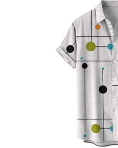 เสื้อเชิ้ตแขนสั้นพิมพ์ลายจุดเส้นสีเทาอ่อน สไตล์ลำลองสำหรับฤดูร้อน เสื้อผ้าสตรีทแวร์ผู้ชาย ผลิตตามสั่ง จำหน่ายส่ง - Product Image 3